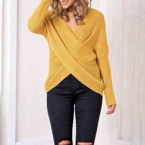 Wrap Pullover V-Neck Sweater - Secret Apparel