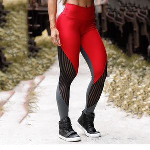 Red Mesh Skinny Yoga Pants - Secret Apparel