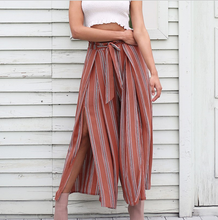 Load image into Gallery viewer, Split leg stripe wide leg pants - Secret Apparel
