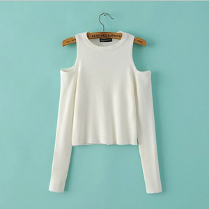 Long Sleeve Off-Shoulder Sweater - Secret Apparel