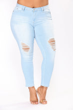 Load image into Gallery viewer, Plus Size Ripped Jeans - Secret Apparel
