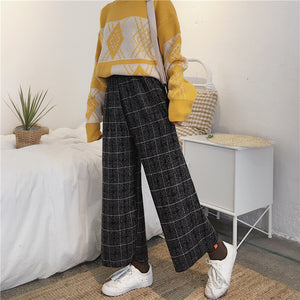 Plaid Wide Leg Pants - Secret Apparel