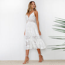 Load image into Gallery viewer, White Midi  Lace Dress - Secret Apparel
