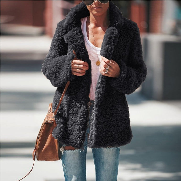 Long Sleeve Faux Fur Coat Jacket - Secret Apparel