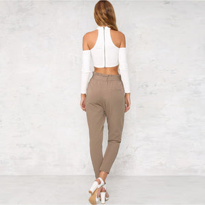 Tie-Waist Pencil Pants - Secret Apparel