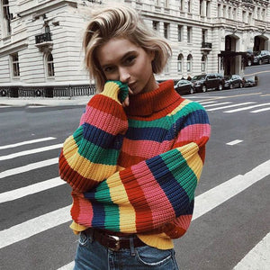 Colorful Striped Knitted Sweater - Secret Apparel