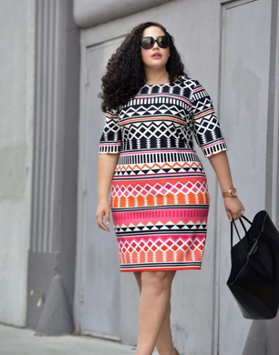 Plus Size Knee Length Dress - Secret Apparel