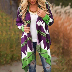 Asymmetric Printed Waterfall Cardigan - Secret Apparel