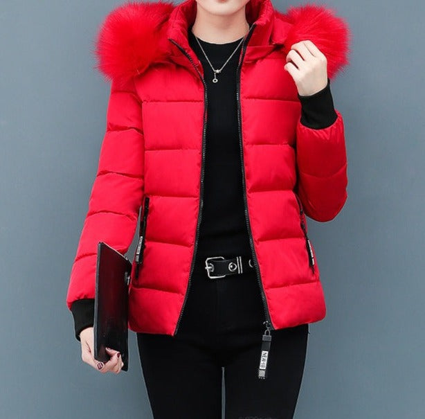 Hooded Fur Collar Padded Jacket - Secret Apparel