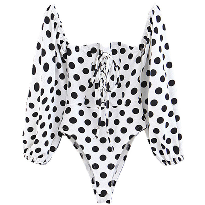 Off Shoulder Polka Dot Bodysuit - Secret Apparel