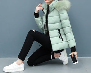 Hooded Fur Collar Padded Jacket - Secret Apparel