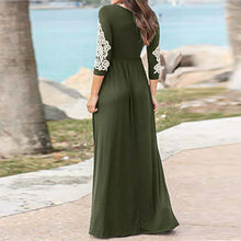 Load image into Gallery viewer, Round Neck Long Sleeve Lace Maxi Dress - Secret Apparel
