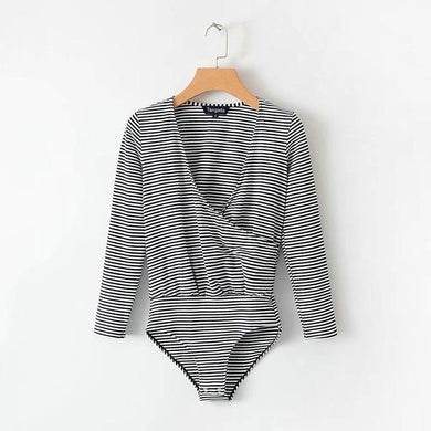 Striped wrap bodysuit - Secret Apparel