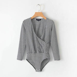 Striped wrap bodysuit - Secret Apparel