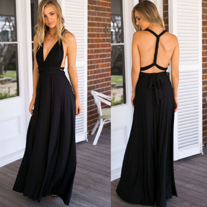 Plunge Tie Waist Maxi Dress - Secret Apparel