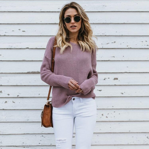 Plain Knitted Sweater Plus - Secret Apparel