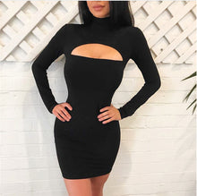 Load image into Gallery viewer, Full Sleeves Black Bodycon Party Dress - Secret Apparel
