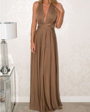 Load image into Gallery viewer, Plunge Tie Waist Maxi Dress - Secret Apparel
