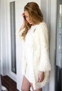 Cream Teddy Fur Cardigan - Secret Apparel