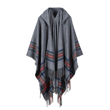 Load image into Gallery viewer, Striped Warm Cashmere Poncho - Secret Apparel
