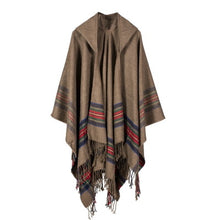 Load image into Gallery viewer, Striped Warm Cashmere Poncho - Secret Apparel
