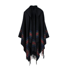 Load image into Gallery viewer, Striped Warm Cashmere Poncho - Secret Apparel
