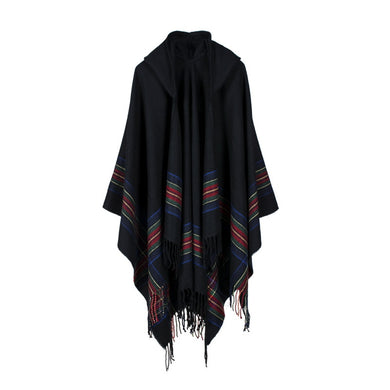 Striped Warm Cashmere Poncho - Secret Apparel