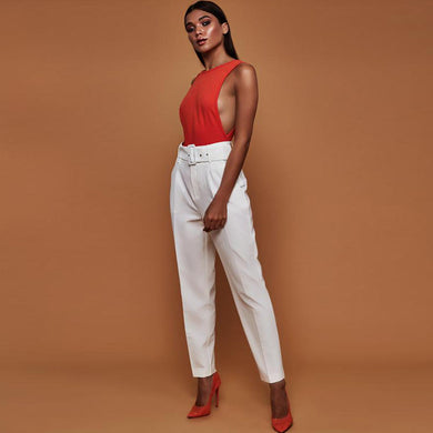 High Waist Straight Trousers - Secret Apparel