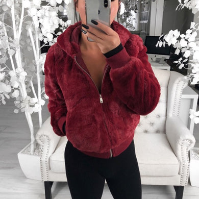 Faux Fur Zipper Coat - Secret Apparel