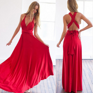 Plunge Tie Waist Maxi Dress - Secret Apparel