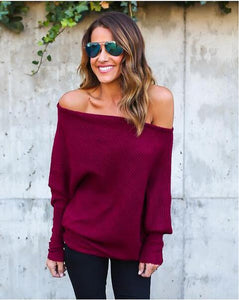 One-Shoulder Long Sleeve Sweater - Secret Apparel