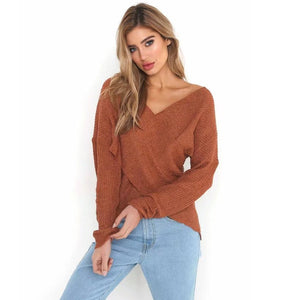 Wrap Pullover V-Neck Sweater - Secret Apparel