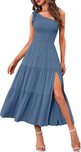 Load image into Gallery viewer, One-shoulder Pleated Layered Hem Dress - Secret Apparel
