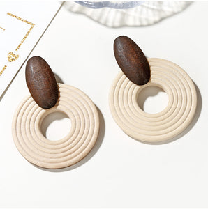 Wooden Round Earrings - Secret Apparel