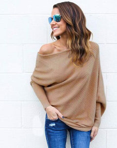 One-Shoulder Long Sleeve Sweater - Secret Apparel