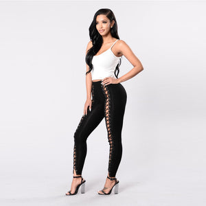 Lace-Up Front Black Leggings - Secret Apparel