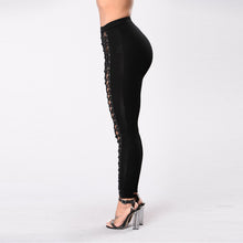 Load image into Gallery viewer, Lace-Up Front Black Leggings - Secret Apparel
