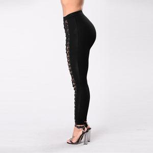 Lace-Up Front Black Leggings - Secret Apparel