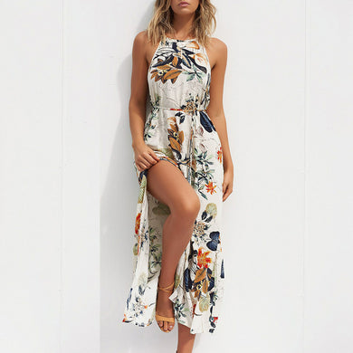 Printed front slit maxi dress - Secret Apparel