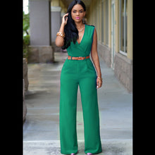 Load image into Gallery viewer, Sleeveless Plunge Neck Wide Leg Jumpsuit - Secret Apparel
