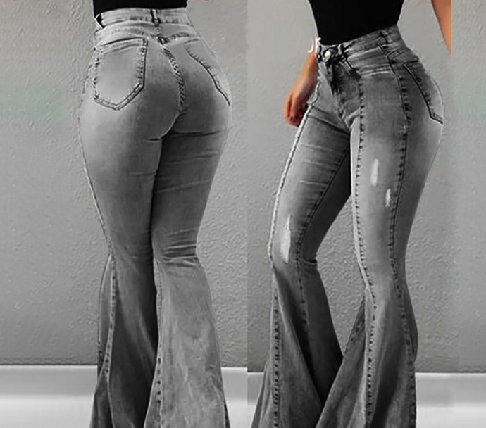 High Waist Flared Jeans Pants - Secret Apparel