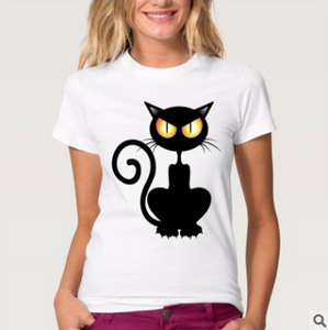 Cat Print T-shirt Top - Secret Apparel