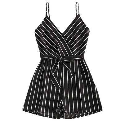 Striped Sleeveless Black Jumpsuit - Secret Apparel