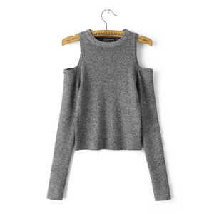 Long Sleeve Off-Shoulder Sweater - Secret Apparel