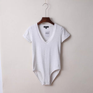 V-Neck Short Sleeve Bodysuit - Secret Apparel