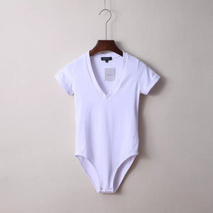 V-Neck Short Sleeve Bodysuit - Secret Apparel