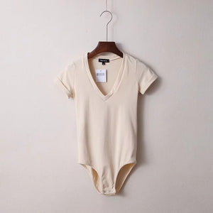 V-Neck Short Sleeve Bodysuit - Secret Apparel