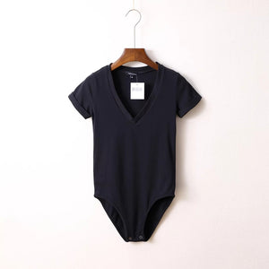 V-Neck Short Sleeve Bodysuit - Secret Apparel