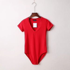 V-Neck Short Sleeve Bodysuit - Secret Apparel