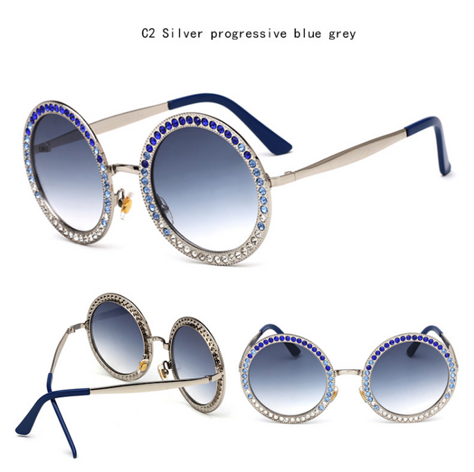 Metal Crystal Studded Sunglasses - Secret Apparel